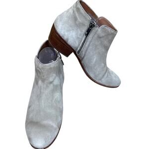 Sam Edelman Petty Booties Side Zip Ankle Boots Beige Tan Suede Size 10